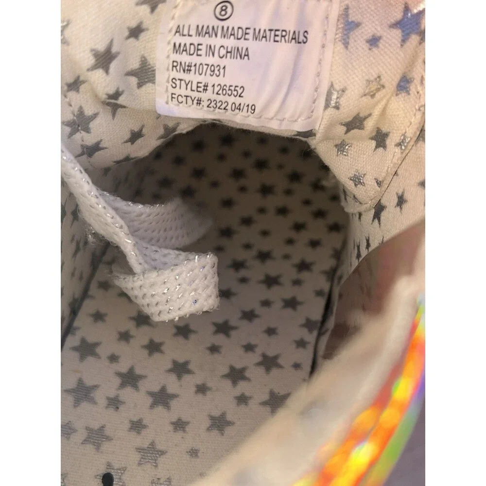 New Justice Rose Gold Holographic Quilted Wedge High Top Sneakers Girls Size 8